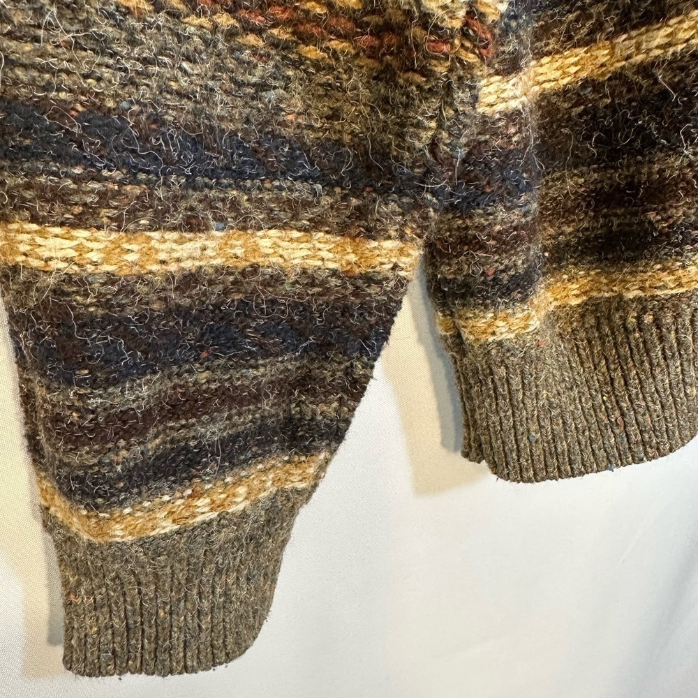 Etchings Vintage Brown Cream Knit Wool Blend Front Buttons Sweater Cardigan L - Picture 7 of 8
